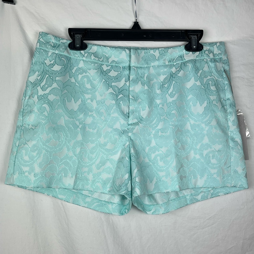 Jennifer Lopez-JLO-Chino Shorts-Floral Print-Turquoise-Sz 8-Pockets